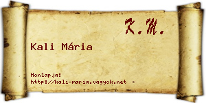 Kali Mária névjegykártya